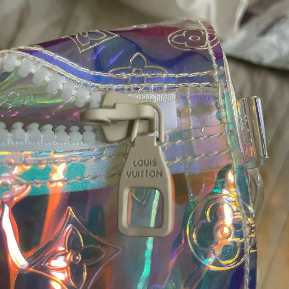 Louis Vuitton iridescent mirrored prism keepall bandouliere six 50 duffle travel